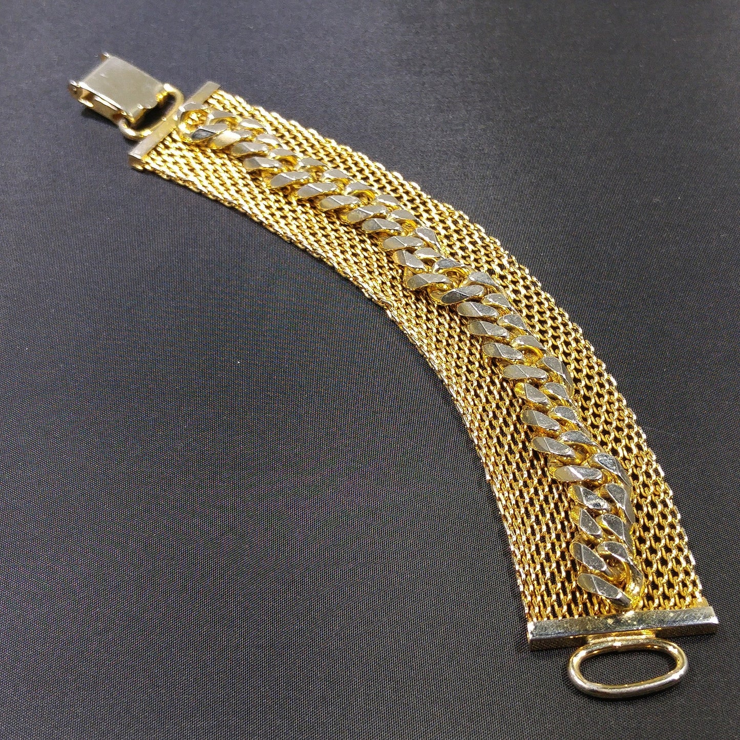Hattie Carnegie Mesh Chain Bracelet, Gold Plated, 1950s Vintage Jewelry