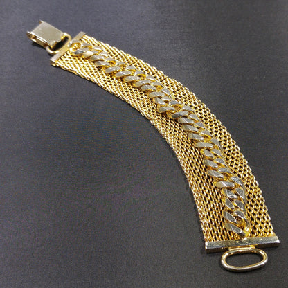 Hattie Carnegie Mesh Chain Bracelet, Gold Plated, 1950s Vintage Jewelry