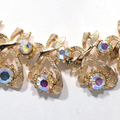 Arthur Pepper "Art" Necklace & Bracelet, Aurora Borealis Rhinestones, 1960s Vintage Jewelry