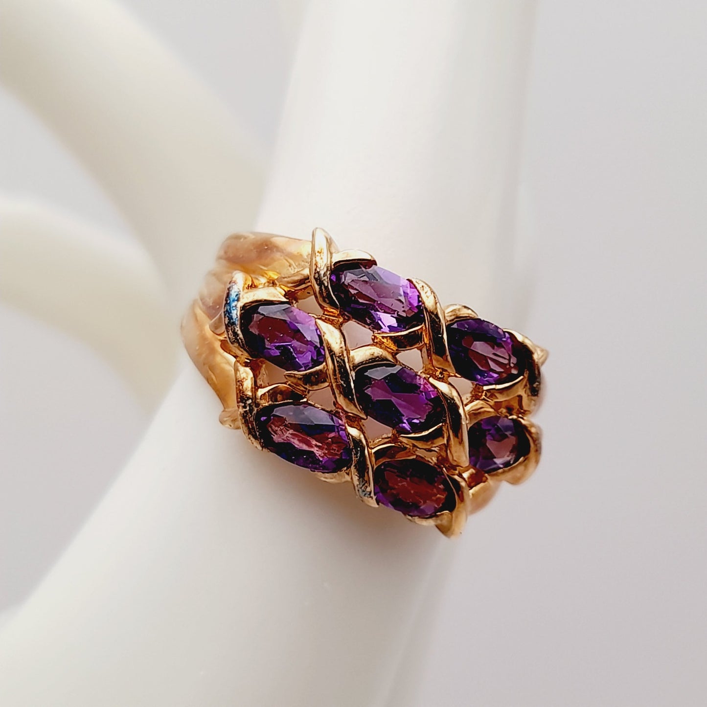 Vintage PAJ Amethyst Gemstones Size 7 1990s Ring