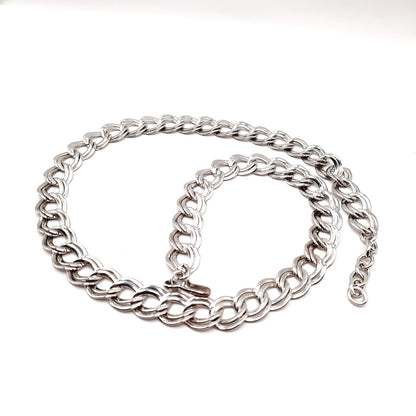 Vintage Monet Rhodium Plated Chunky Silver Tone Chain Necklace, 26 Inches