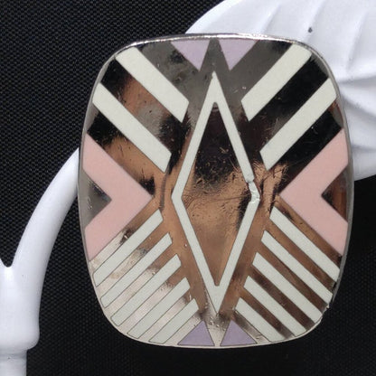 Vintage Laurel Burch "Quintessence" Geometric Earrings, Rhodium Plated, 1 1/8"