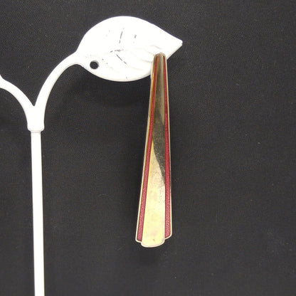 Vintage Laurel Burch Long Post Earrings, Gold Plated, Red Enamel