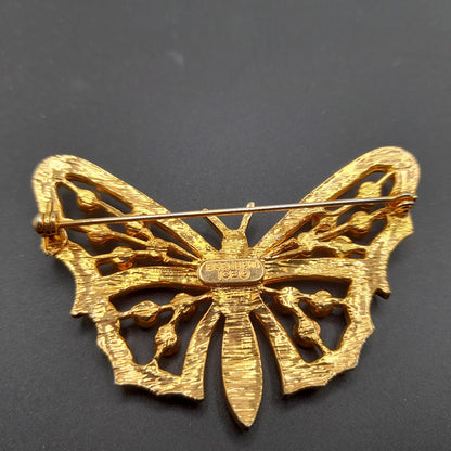 Eisenberg Ice Rhinestone Butterfly Brooch, 1980s Vintage Jewelry
