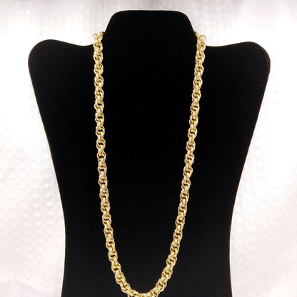 Trifari TM Rolo Rope Chain Necklace, Gold Plated, 1990s Vintage Jewelry