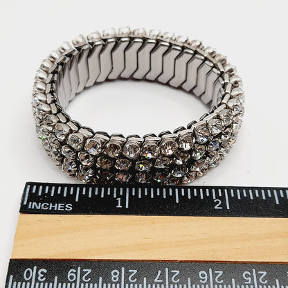 Vintage Airflex Rhinestone Bracelet – Wide Stretch Band, Made in USA, Mid-Century