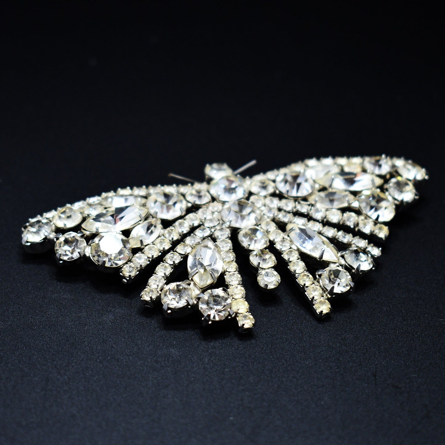 Tammey Jewels Clear Rhinestone Butterfly Brooch, 1960s Vintage Jewelry