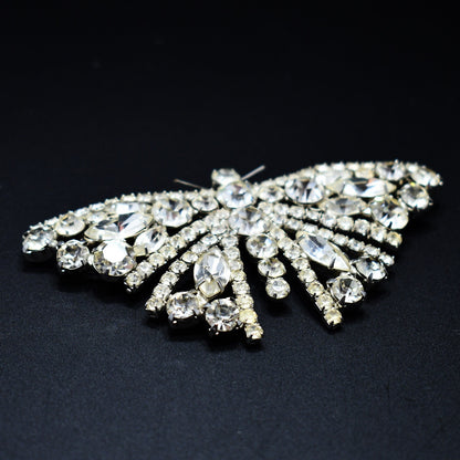 Tammey Jewels Clear Rhinestone Butterfly Brooch, 1960s Vintage Jewelry