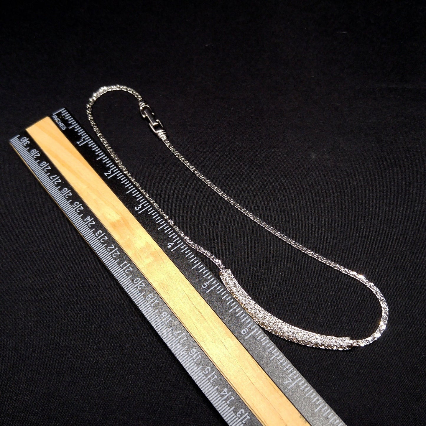 Vintage Swarovski Necklace – Rhodium Plated Pavé Clear Rhinestones, 1990s