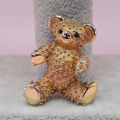 Vintage Boucher Teddy Bear Brooch, Gold Plated, Signed Number 8091P, 1960s