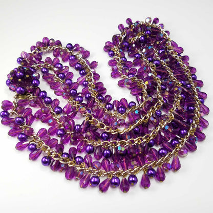 Western Germany Purple Gold Beaded Necklace, 1960s Vintage Jewelry