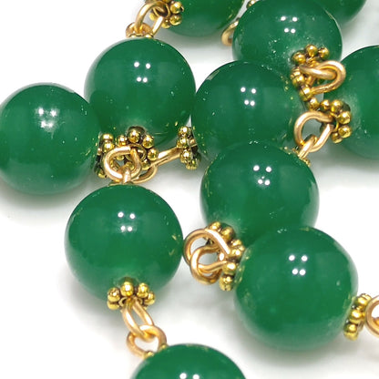 Vintage Japan Beads Hand Wire Wrapped Necklace, Gold Brass Wire, 1960s Vintage Beads