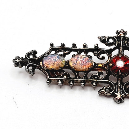 Vintage Sarah Coventry Pin, Victorian Style Brooch, Dragon's Breath Brooch, Sterling Silver Brooch