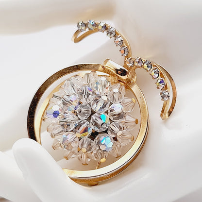 Vintage Aurora Borealis Crystal Fruit Brooch – Rhinestone Beaded Mid Century Jewelry