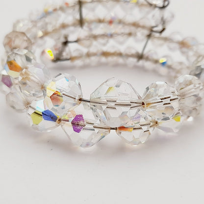 Vintage 1950s Clear Aurora Borealis Crystal Two Strand Bracelet – 6 3/4 Inches