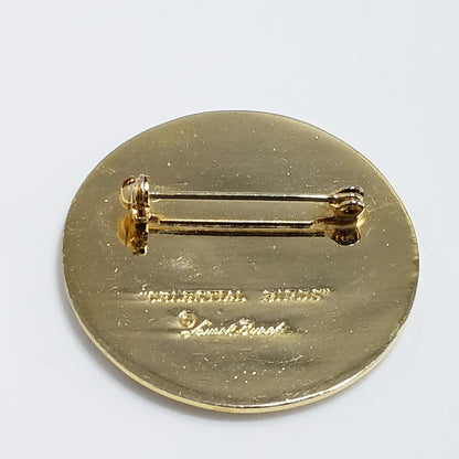 Vintage Laurel Burch Celestial Birds Brooch, Gold Plated Cloisonne, 1980s