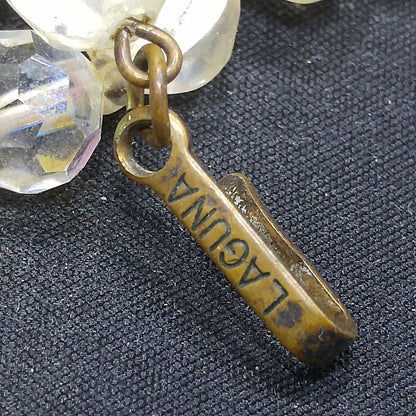 Vintage 1950s Laguna Crackle Lucite Crystal Bead Necklace 2 Strand Signed