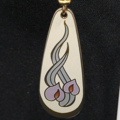 Vintage Laurel Burch "Wild Anthurium" Dangle Earrings, Gold Plated, 1980s