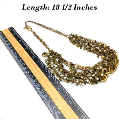 Catherine Popesco France Multi-Strand Necklace Faux Pearls & Crystal 1990s
