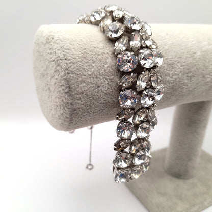 Vintage Eisenberg Ice Wide Rhinestone Bracelet | 1950s Bridal Statement