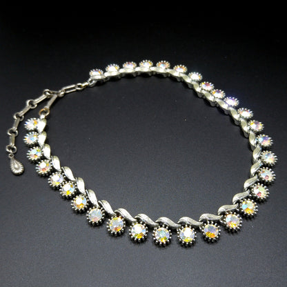 Lisner Aurora Borealis Rhinestone Necklace, 1960s Vintage Jewelry