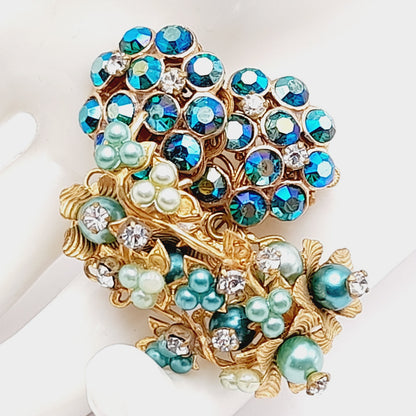 Vintage Miriam Haskell Robert Style 1940s 1950s Floral Rhinestone Brooch