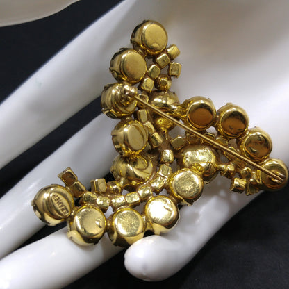 Kramer Topaz Rhinestone Brooch, Gold Plated, 1960s Vintage Jewelry