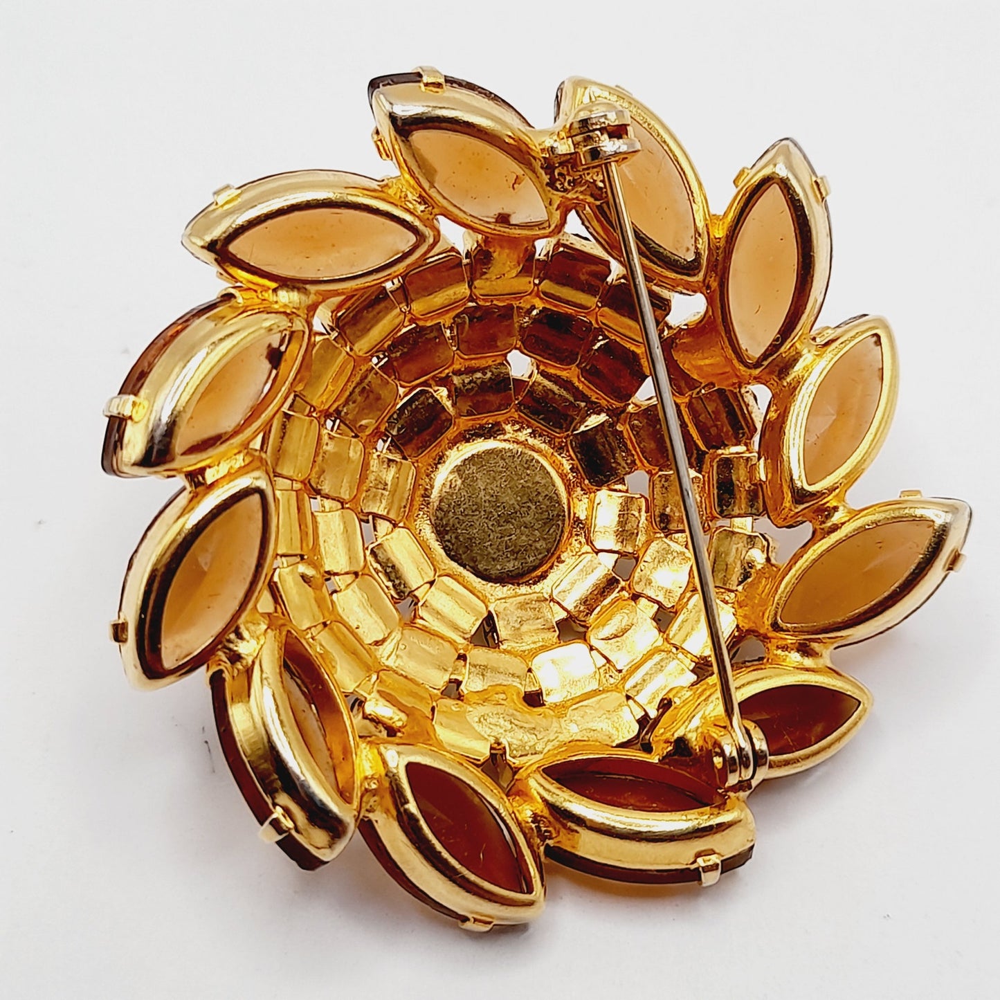 Vintage 1960s Domed Topaz Rhinestone Brooch - Juliana Style - 2 Inches