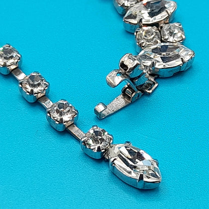 Vintage Weiss Choker Clear Rhinestone Necklace, Rhodium Plated, 1950s