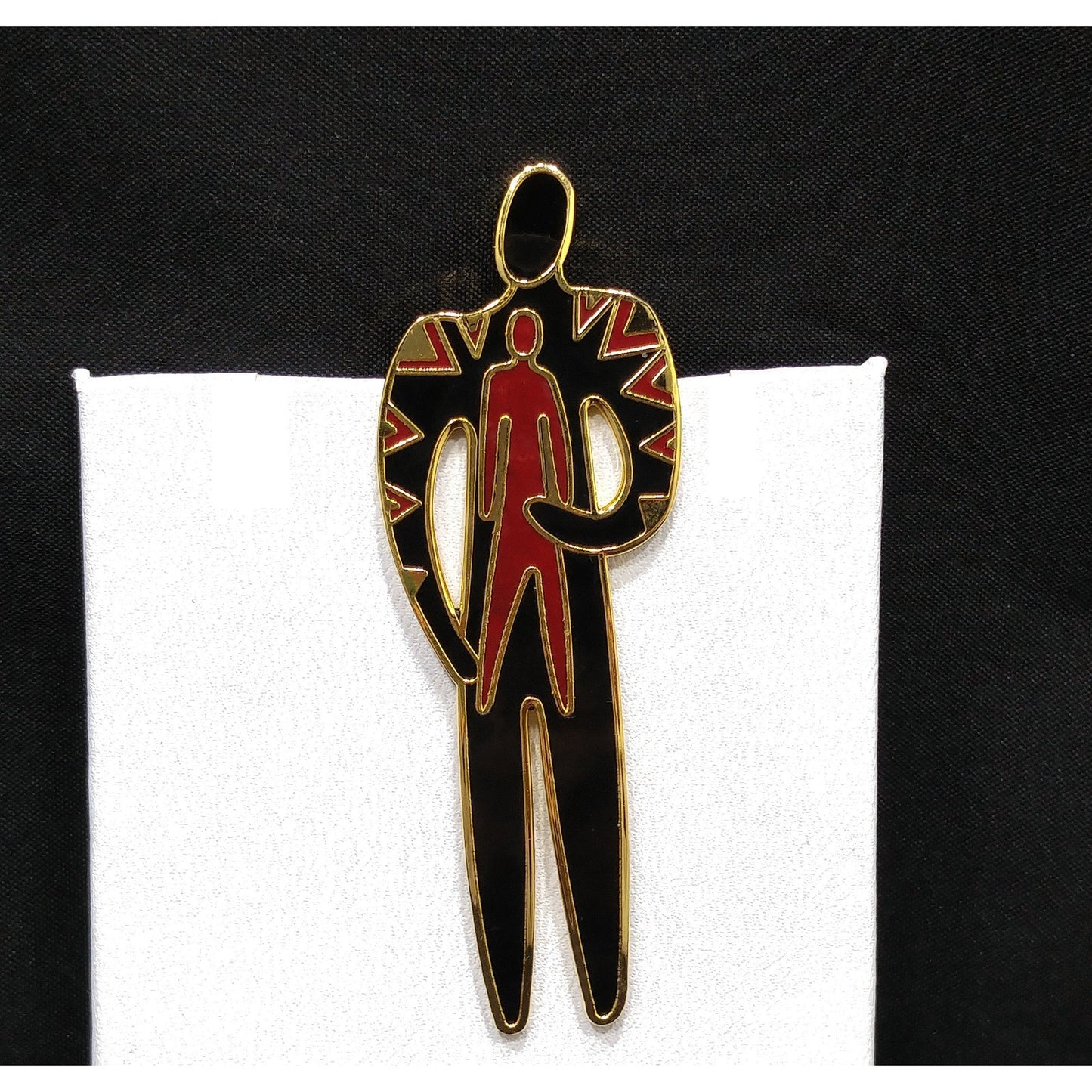 Vintage Laurel Burch "Shaman" Brooch, Gold Plated & Enamel, 1980s
