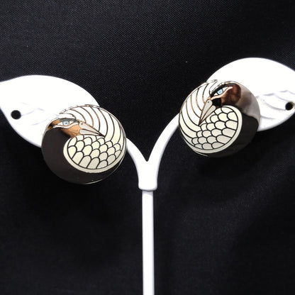 Laurel Burch "Mynah Bird" Post Earrings, Gold Plated, Silver Tone Cloisonne