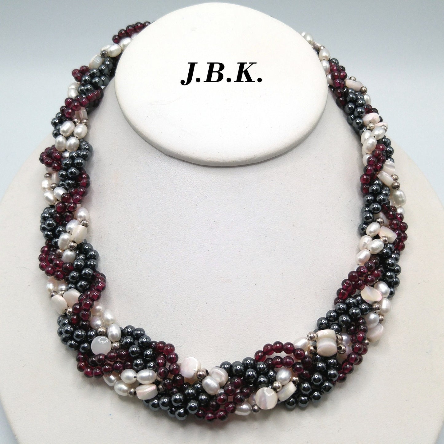 Jackie Kennedy Replica Necklace – Camrose & Kross JBK Garnet Pearl Hematite, 1990s
