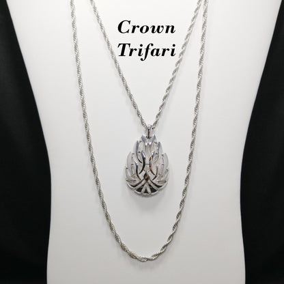 Crown Trifari Pendant Long Necklace, Layered Look, 1960s Vintage Jewelry