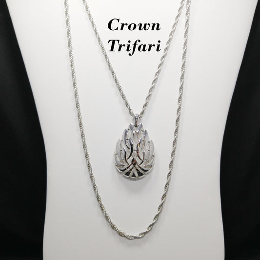 Crown Trifari Pendant Long Necklace, Layered Look, 1960s Vintage Jewelry