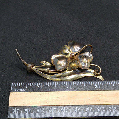 Carl-Art Large Flower Brooch, 12K Gold Filled over Silver, 1930s Vintage Jewelry