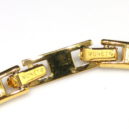 Monet Black Enamel Leaves Choker Necklace, Gold Plated, 1980s Vintage Jewelry