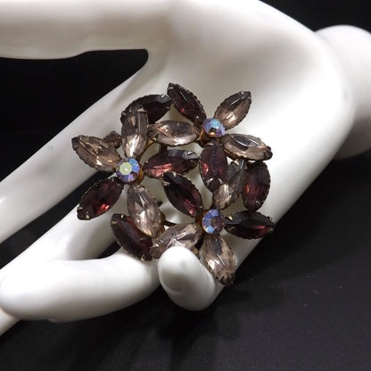 Floral Purple Lilac Floral Brooch, Riveted Construction, 1950s Vintage Jewelry