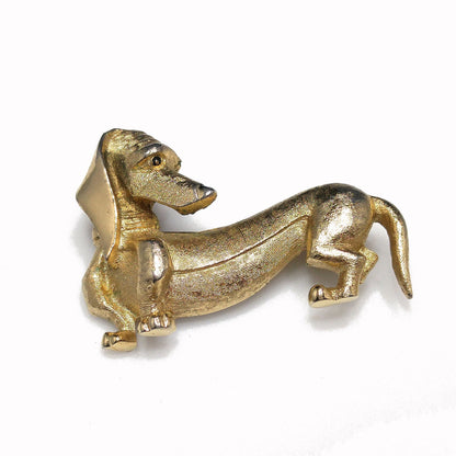 Boucher Dachshund Dog Brooch, Number 8167P, 1960s Vintage Jewelry