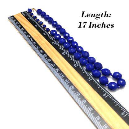 Hobe' Cobalt Blue Beaded Necklace, Strung on Chain, 1950s Vintage Jewelry