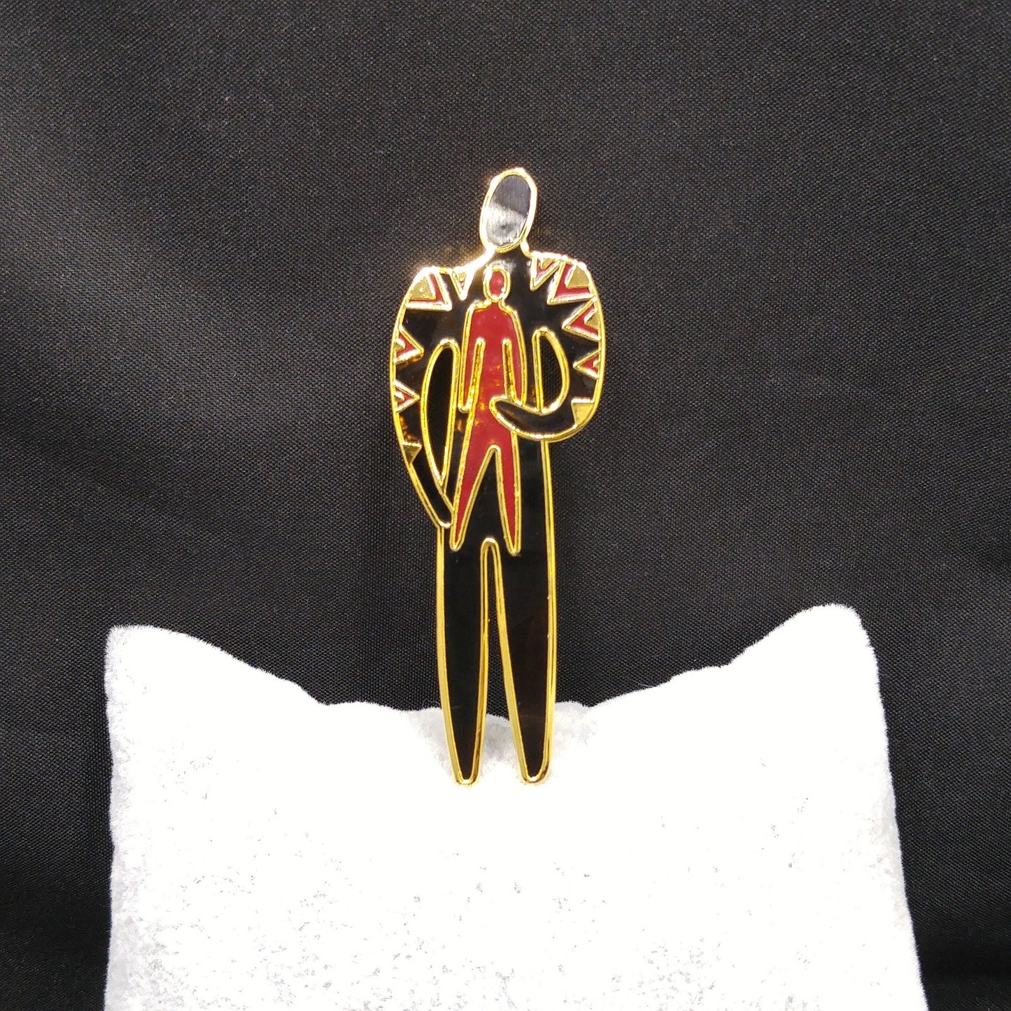 Vintage Laurel Burch "Shaman" Brooch, Gold Plated & Enamel, 1980s