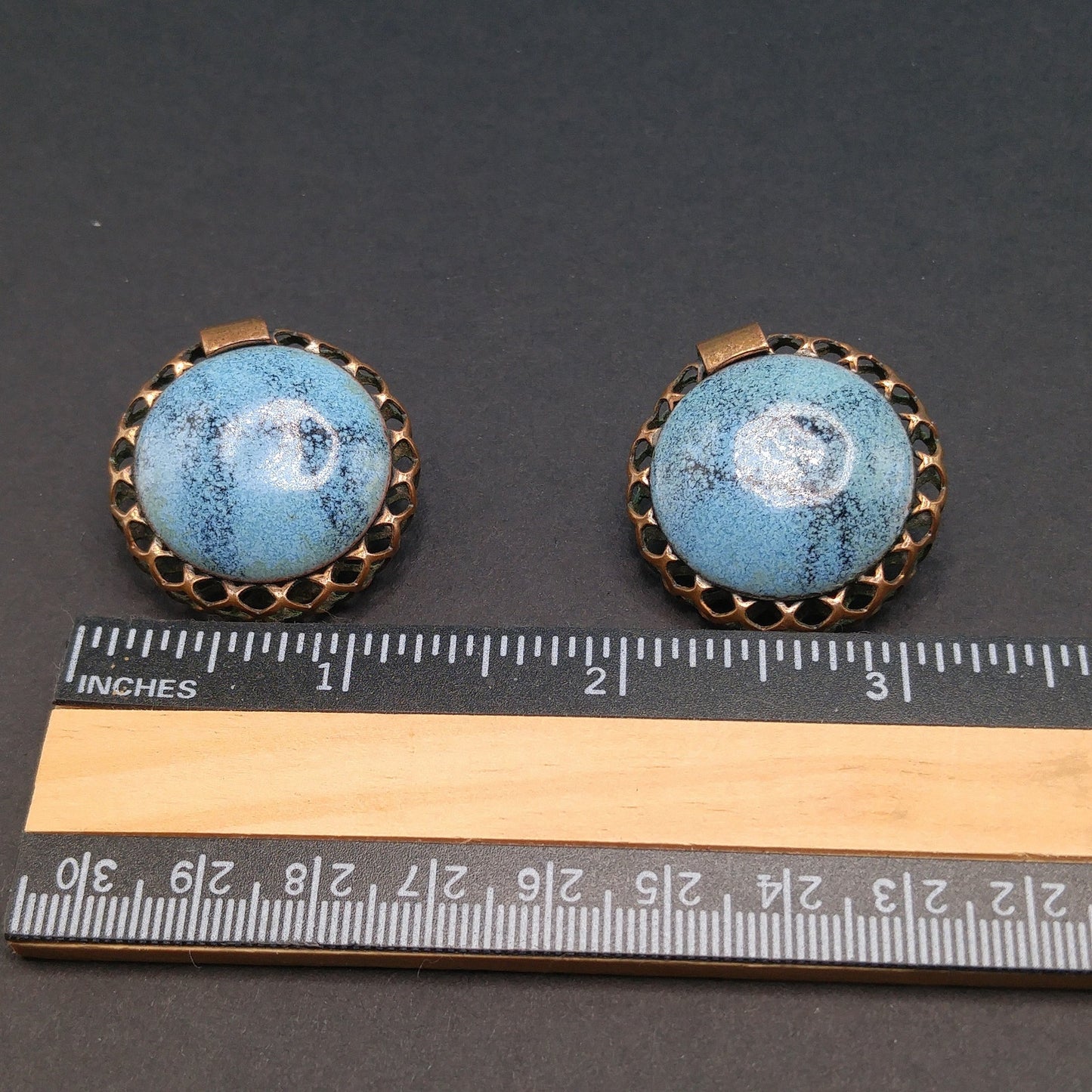 Vintage Matisse Enamel Copper Earrings 1950s 1960s Mid-Century Modern Signed