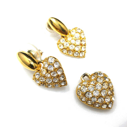 Swarovski Swan Logo Heart Earrings & Pendant Set, Gold Plate, Clear Pave Crystal