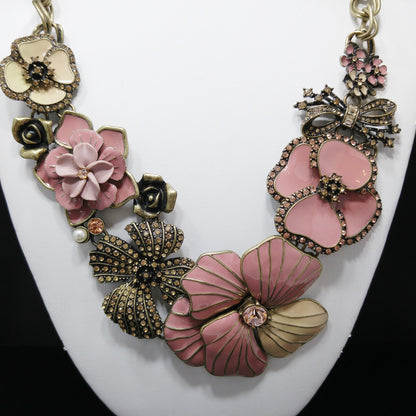 Vintage Ciner for Joan Rivers Pink Enamel Necklace, Classic Collection, 1990s