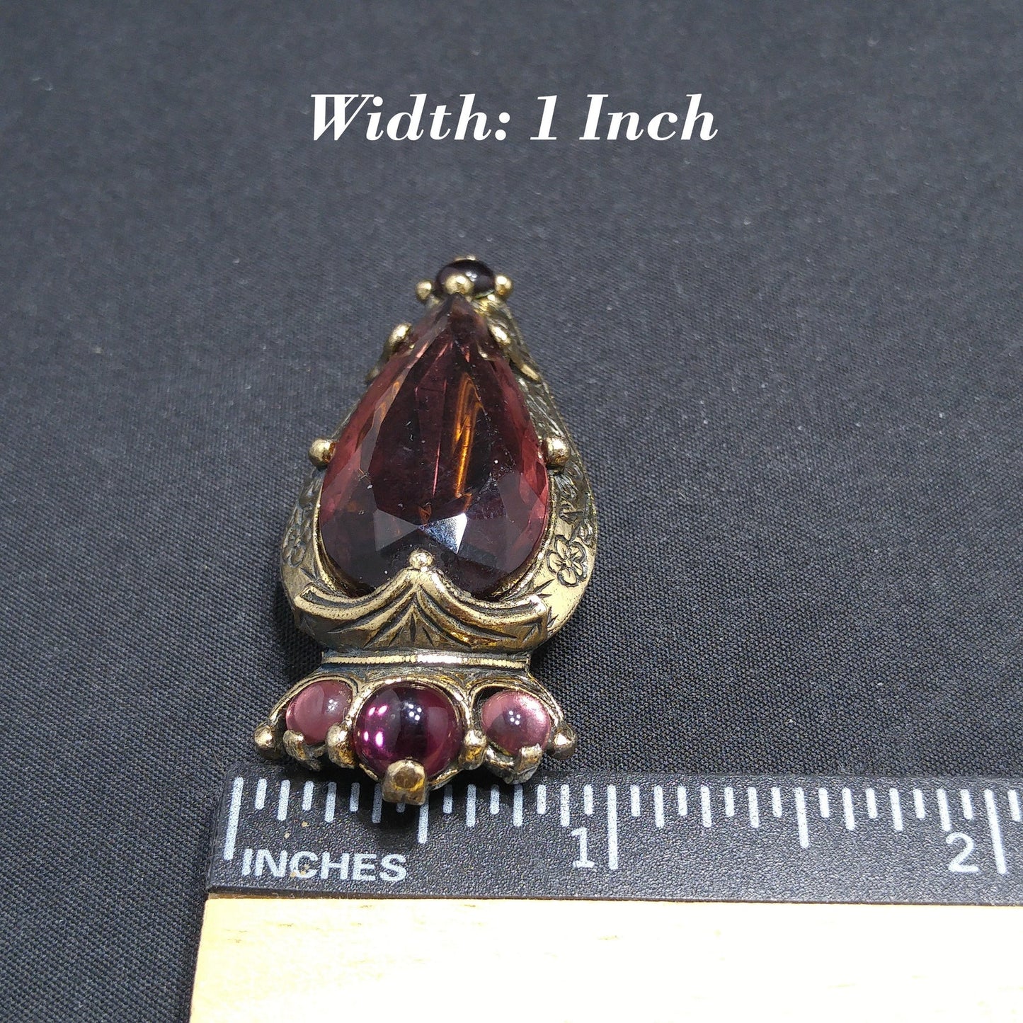 Miracle Purple Rhinestone Cabochon Brooch, 1950s Vintage Jewelry