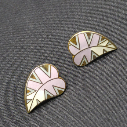 Laurel Burch "Petite Petal" Post Earrings, Lavender Leaves, Gold Plated, 1980s