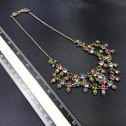 Hollycraft Pastel Rhinestone Necklace, Stamped Copr 1950, 1950s Vintage Jewelry