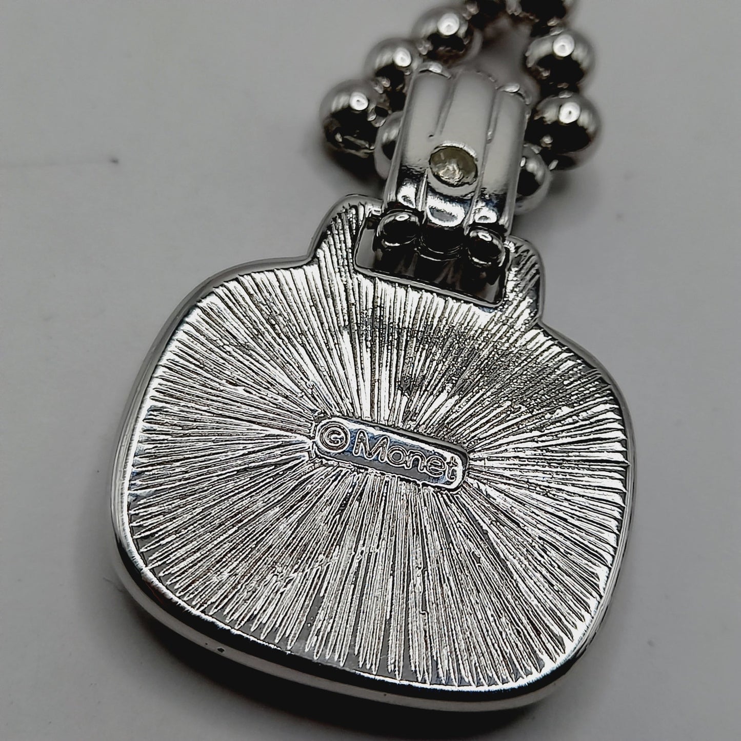 Monet Silver Tone Black Glass Pegasus Pendant Necklace – 16 Inches