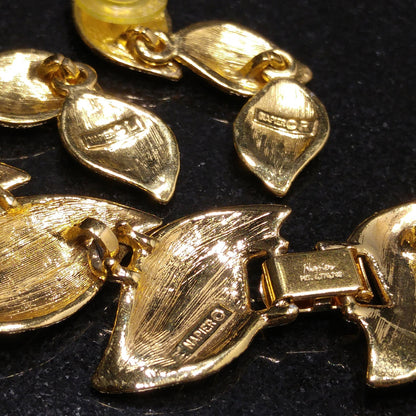 Napier Leaf Necklace and Drop Earrings, Post Earrings, Gold Plated, 1980s