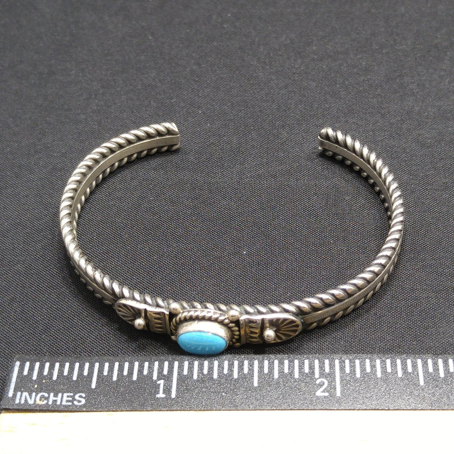 Silver Cuff Gemstone Bracelet, Stamped STERLING N, 1980s Vintage Jewelry