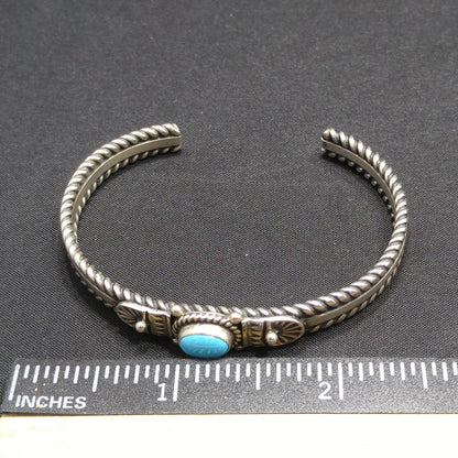 Silver Cuff Gemstone Bracelet, Stamped STERLING N, 1980s Vintage Jewelry